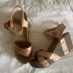 Rose gold wedge sandals